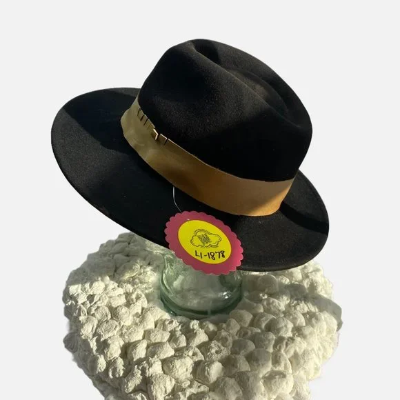 Black Wool Rustic Rancher with Leather Band - Picture 6 of 8